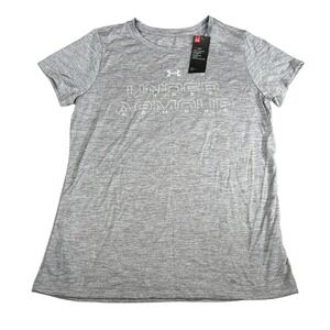 Under Armour Womens HeatGear Loose Fit Graphic T-Shirt Gray Heather 1356307 LG